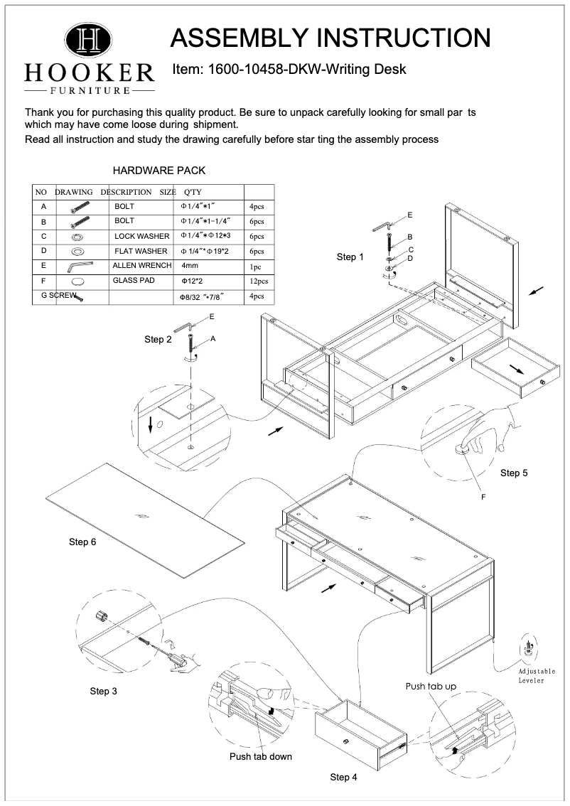 Page 1 de la notice Manuel utilisateur Hooker 1600-10458-DKW