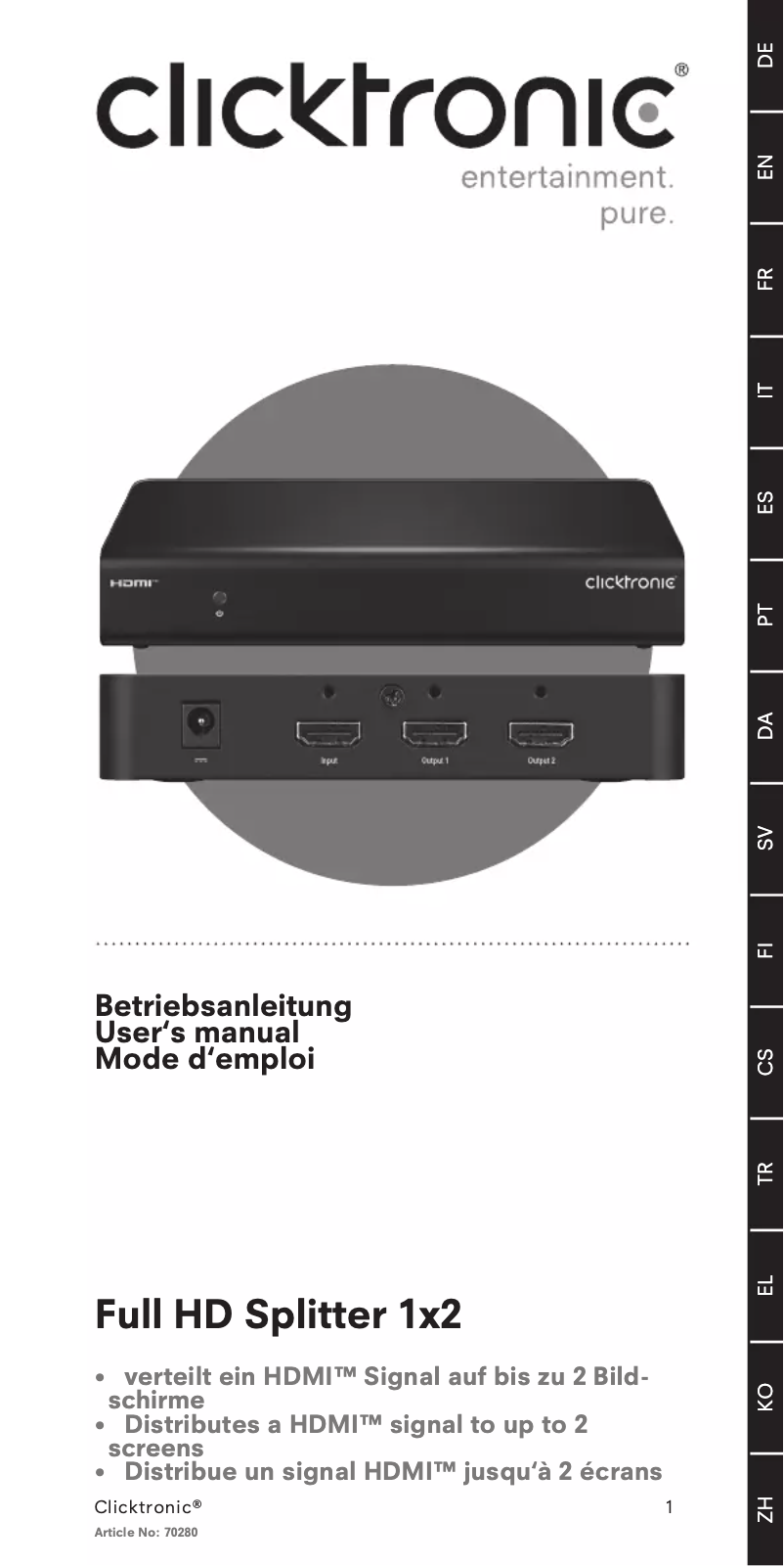 Page n°1 - Manuel utilisateur ClickTronic 60804