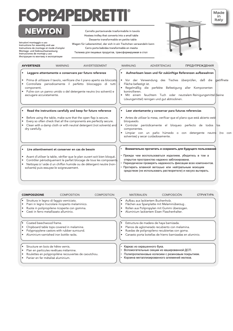 Page 1 de la notice Manuel utilisateur Foppapedretti Newton