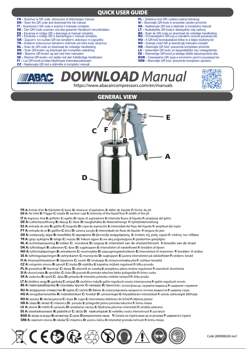 Page 1 de la notice Manuel utilisateur Abac G-541A
