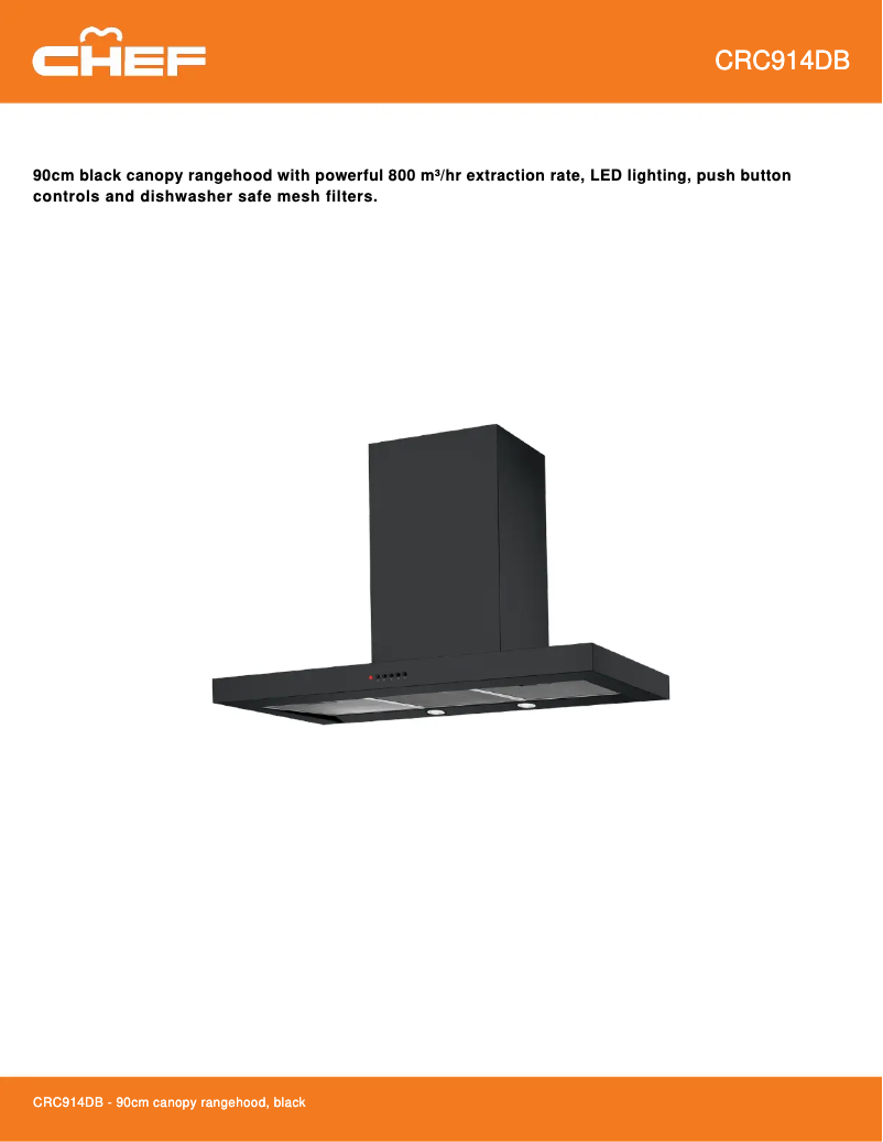 Page 1 de la notice Fiche technique Chef CRC914DB