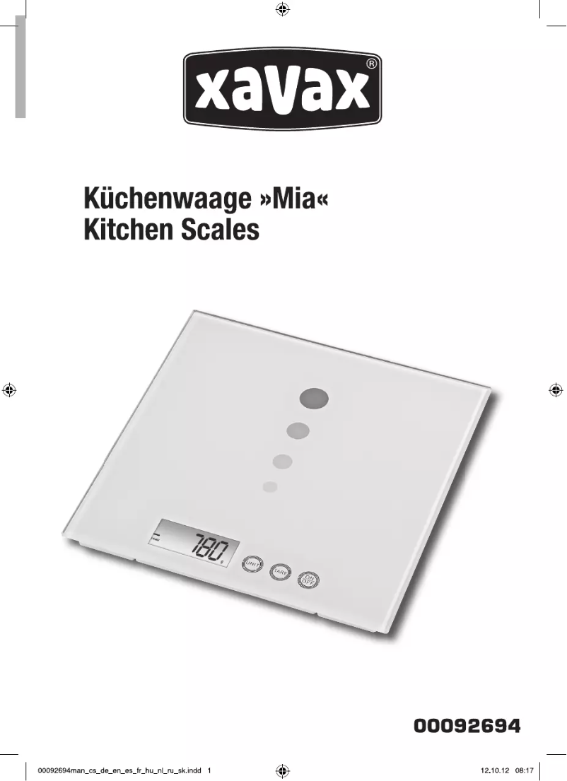 Page 1 de la notice Manuel utilisateur Xavax Mia