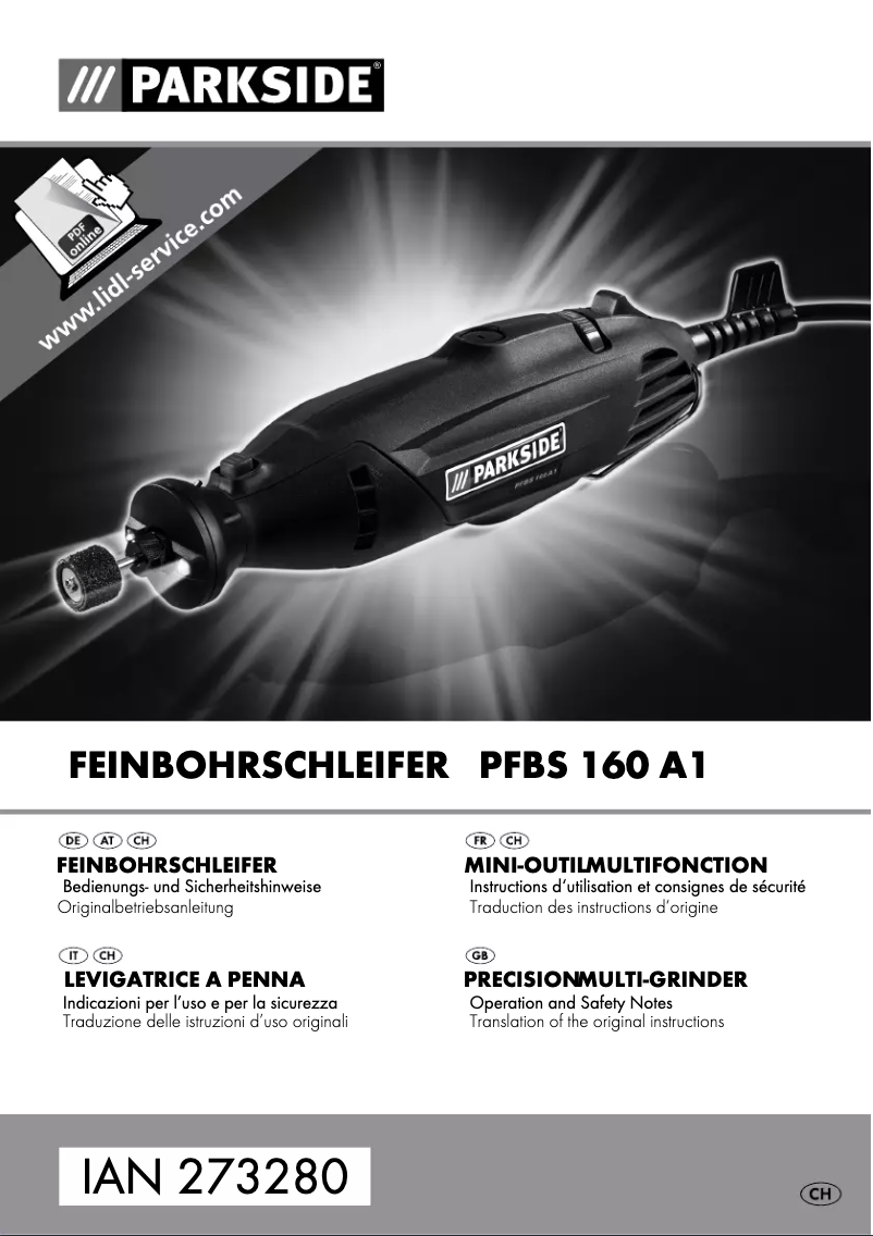Page 1 de la notice Manuel utilisateur Parkside PFBS 160 A1