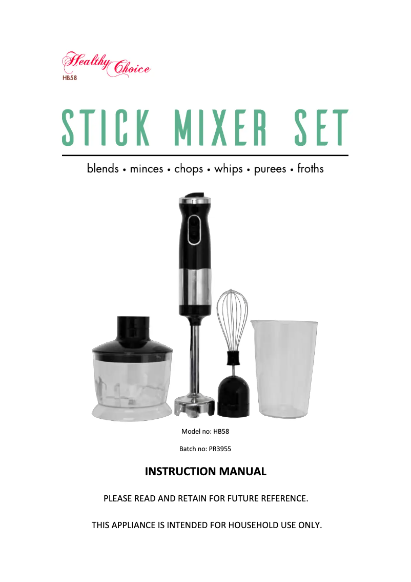 Page 1 de la notice Manuel utilisateur Healthy Choice HB57