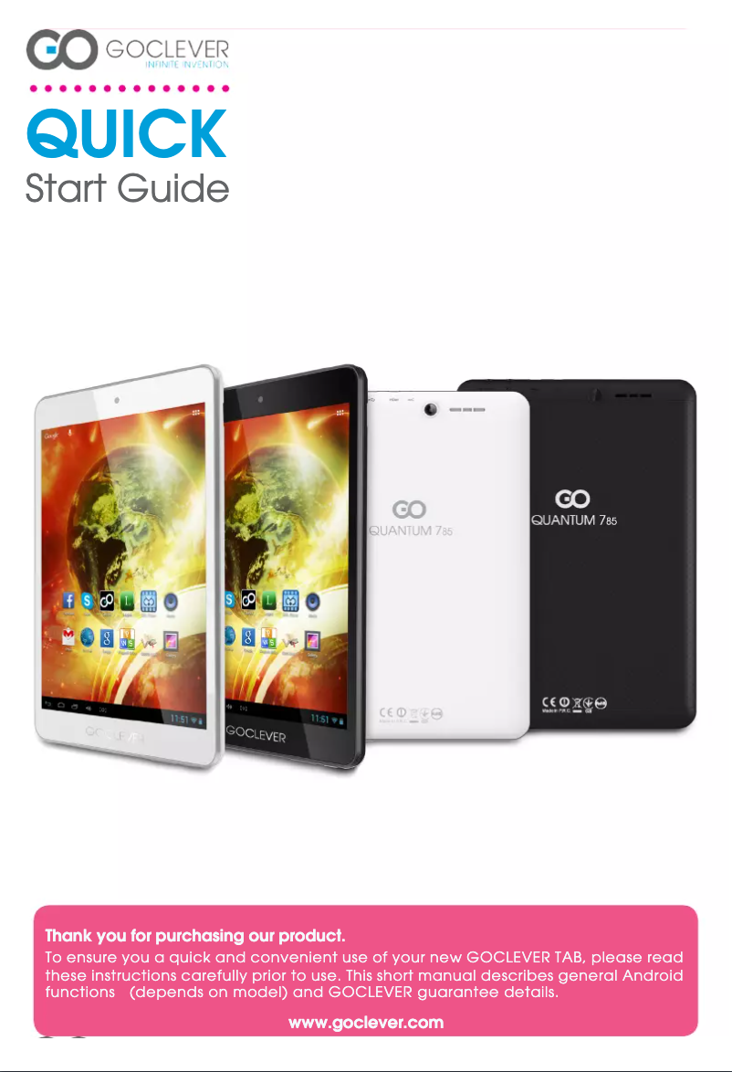 Page 1 de la notice Manuel utilisateur GoClever Quantum 785