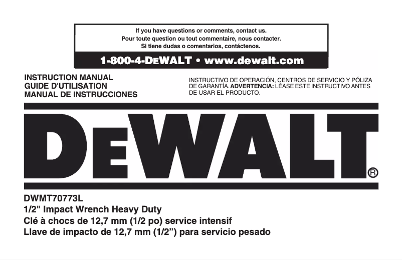 Page 1 de la notice Manuel utilisateur DeWalt DWMT70773L