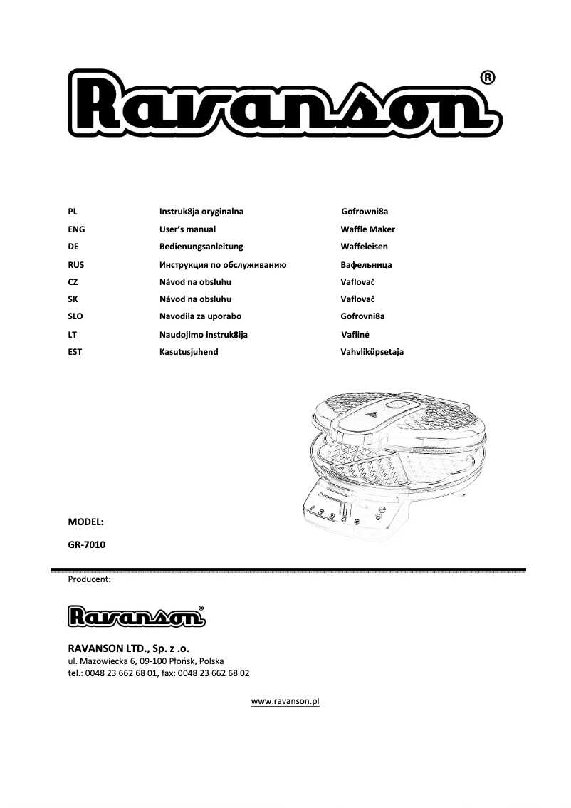 Page n°1 - Manuel utilisateur Ravanson GR-7010