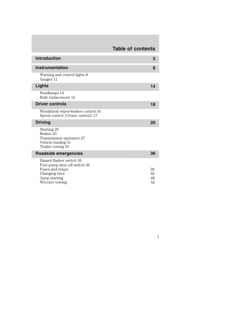 Page 1 de la notice Manuel utilisateur Ford F-53 Motorhome Chassis (2003)