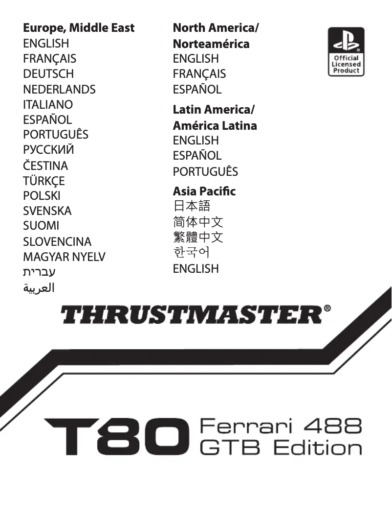 Page n°1 - Manuel utilisateur Thrustmaster T80 Ferrari 488 GTB Edition