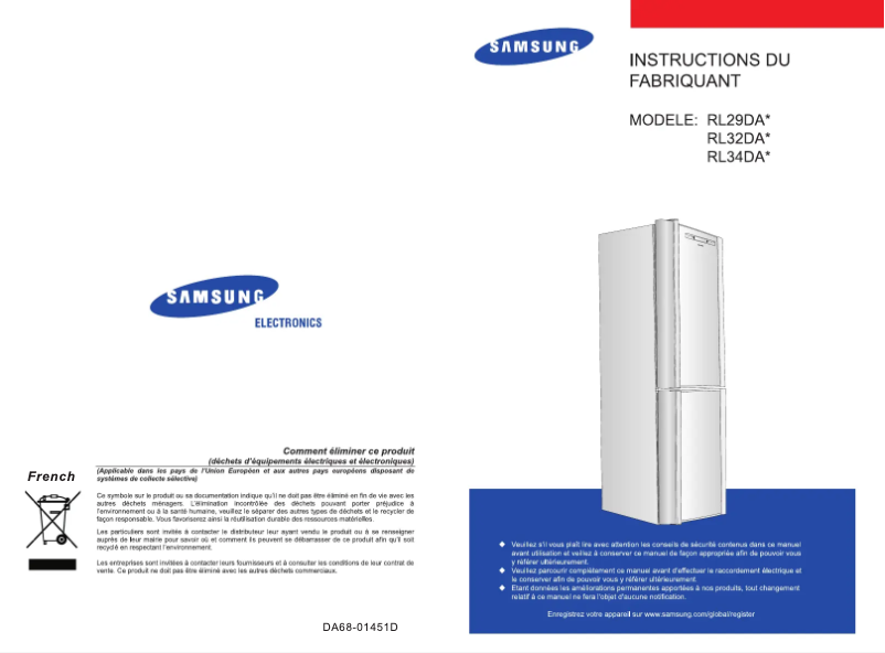 Page n°1 - Manuel utilisateur Samsung RL31DAVS