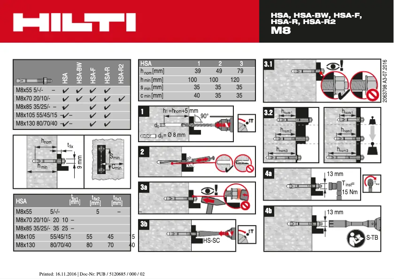 Page 1 de la notice Manuel utilisateur Hilti HSA