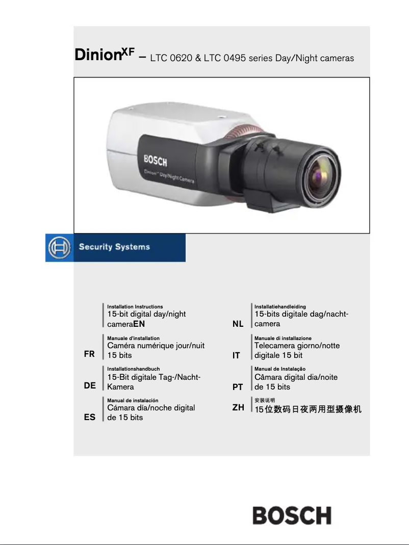 Page n°1 - Manuel utilisateur Bosch DinionXF-LTC 0620