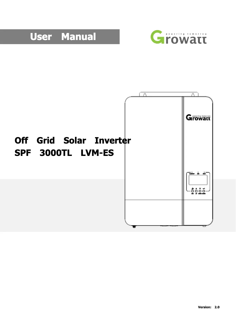 Page 1 de la notice Manuel utilisateur Growatt SPF 3000TL LVM-ES