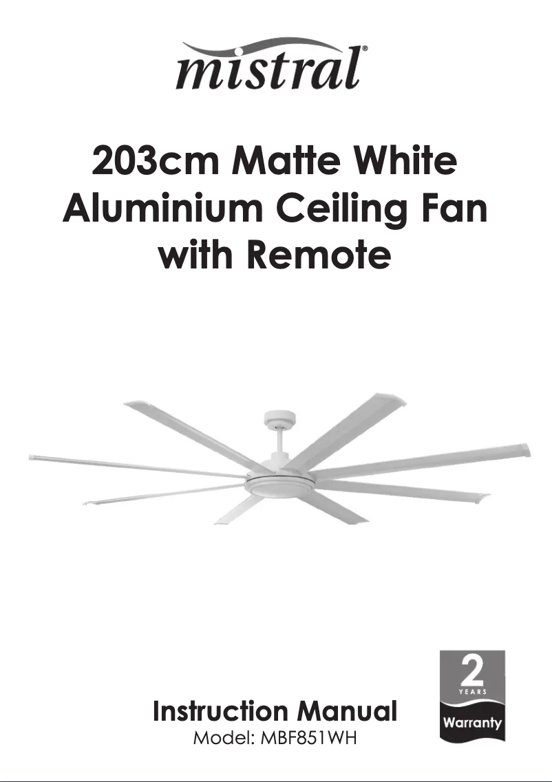 Página 1 del manual Manual de usuario Mistral MBF851WH