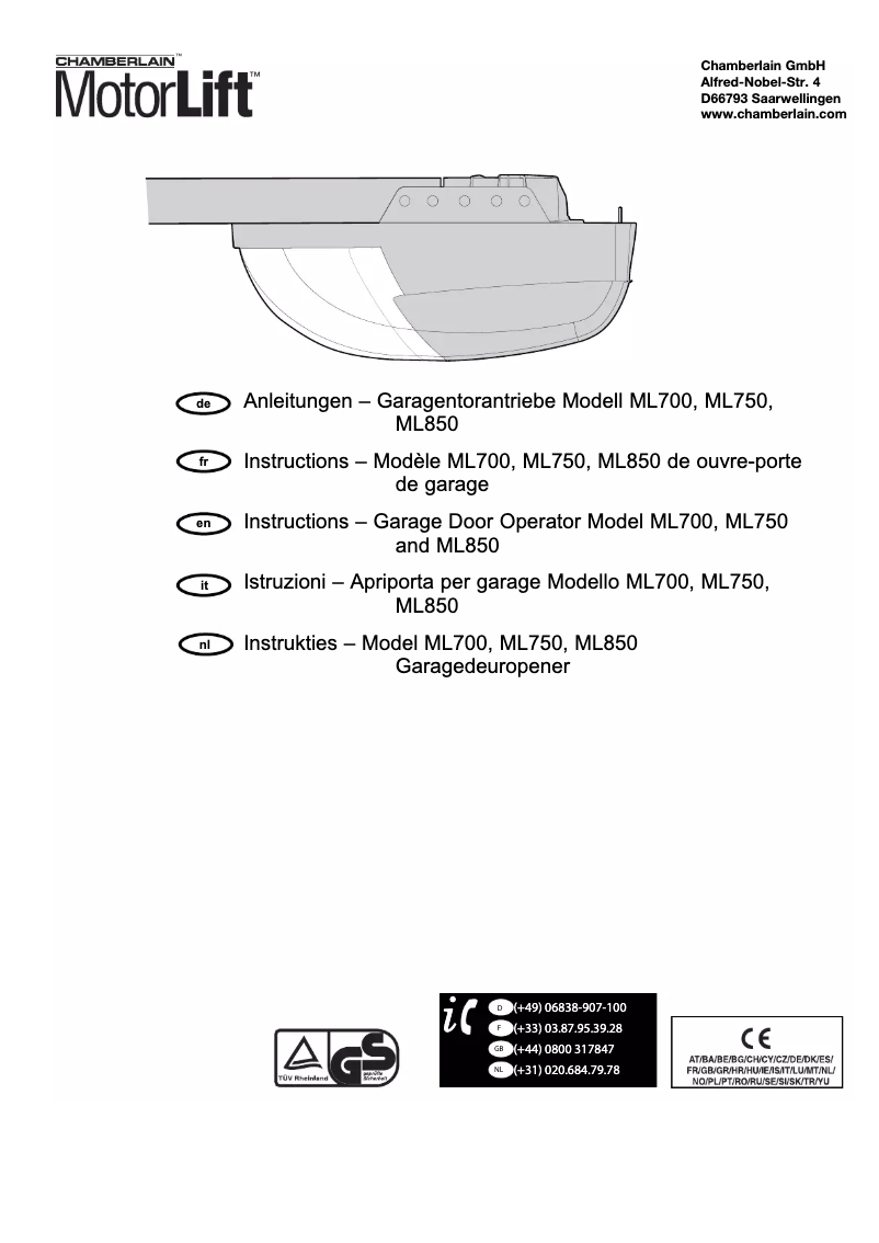Página 1 del manual Manual de usuario Chamberlain ML750