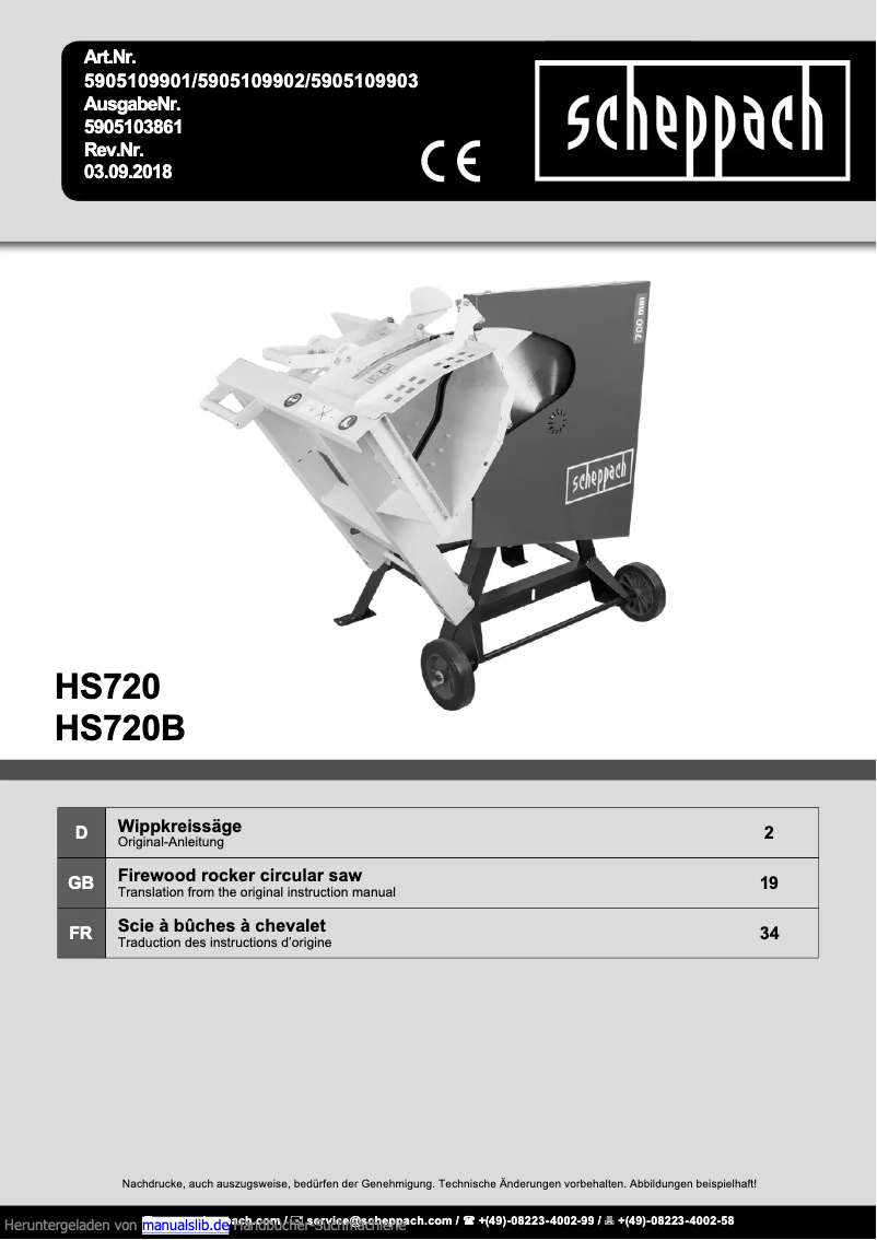 Image de la première page du manuel de l'appareil HS720