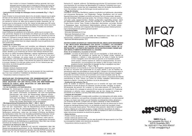 Page 1 de la notice Manuel utilisateur Smeg MFQ7-CR