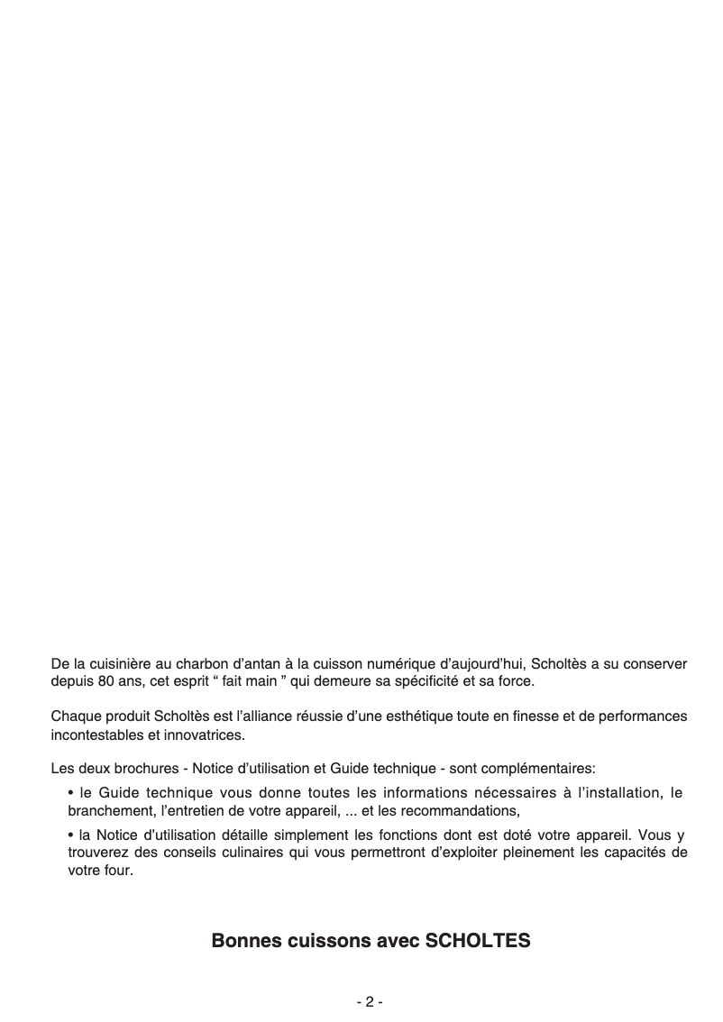 Page 1 de la notice Manuel utilisateur Scholtès FXN 336.1 XA
