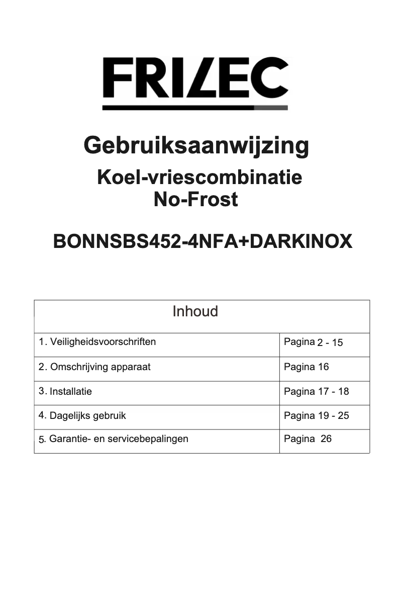 Image de la première page du manuel de l'appareil BONNSBS452-4NFA+DI