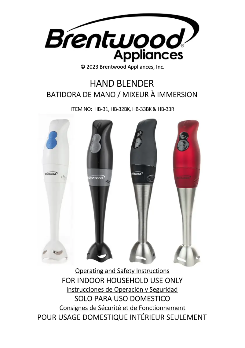 Page n°1 - Manuel utilisateur Brentwood HB-31