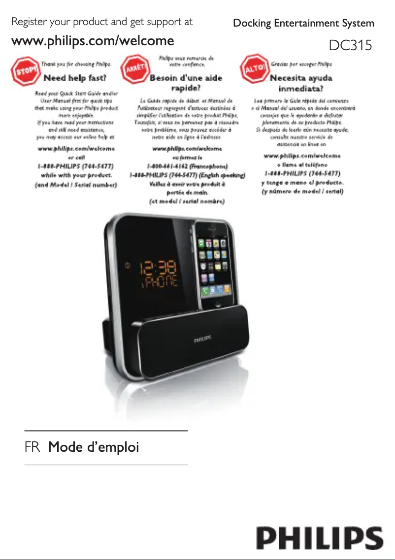Page 1 de la notice Manuel utilisateur Philips DC315