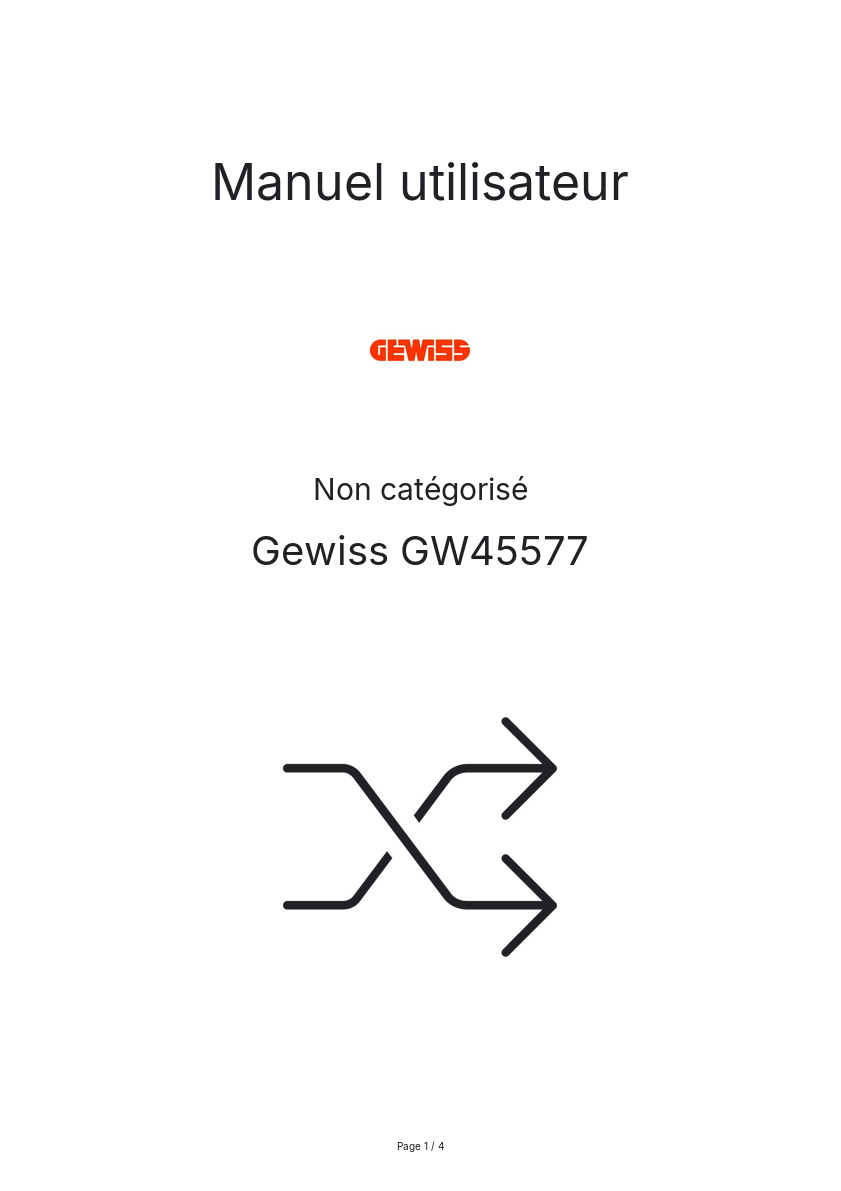Page n°1 - Manuel utilisateur Gewiss GW45577