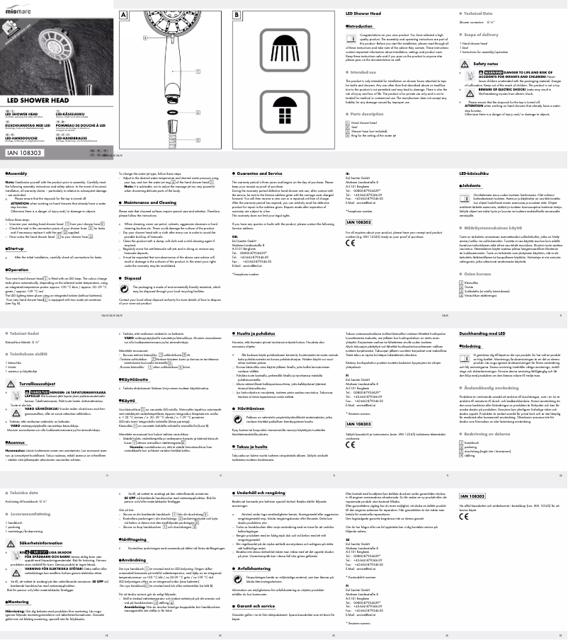 Page 1 de la notice Manuel utilisateur Miomare IAN 108303