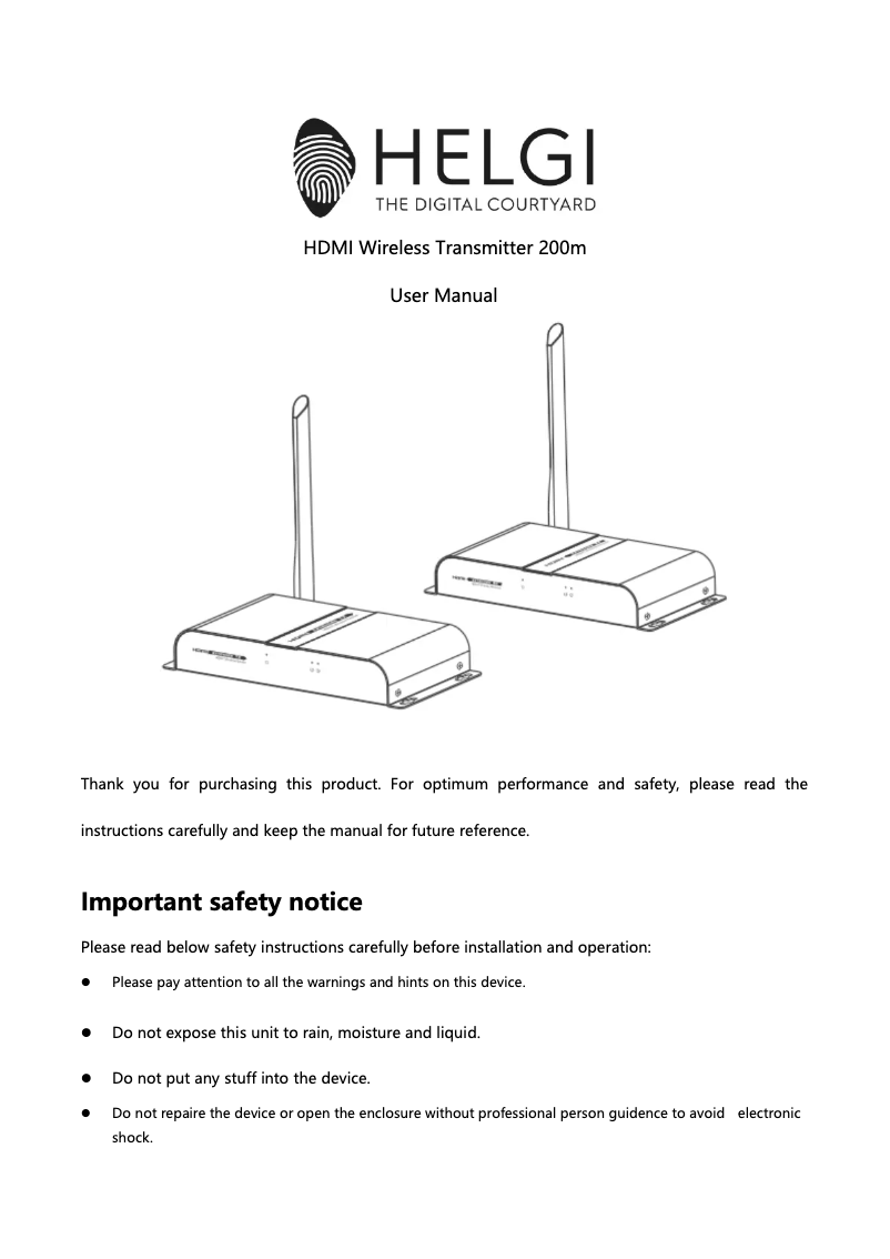 Page 1 de la notice Manuel utilisateur HELGI HLG0388A