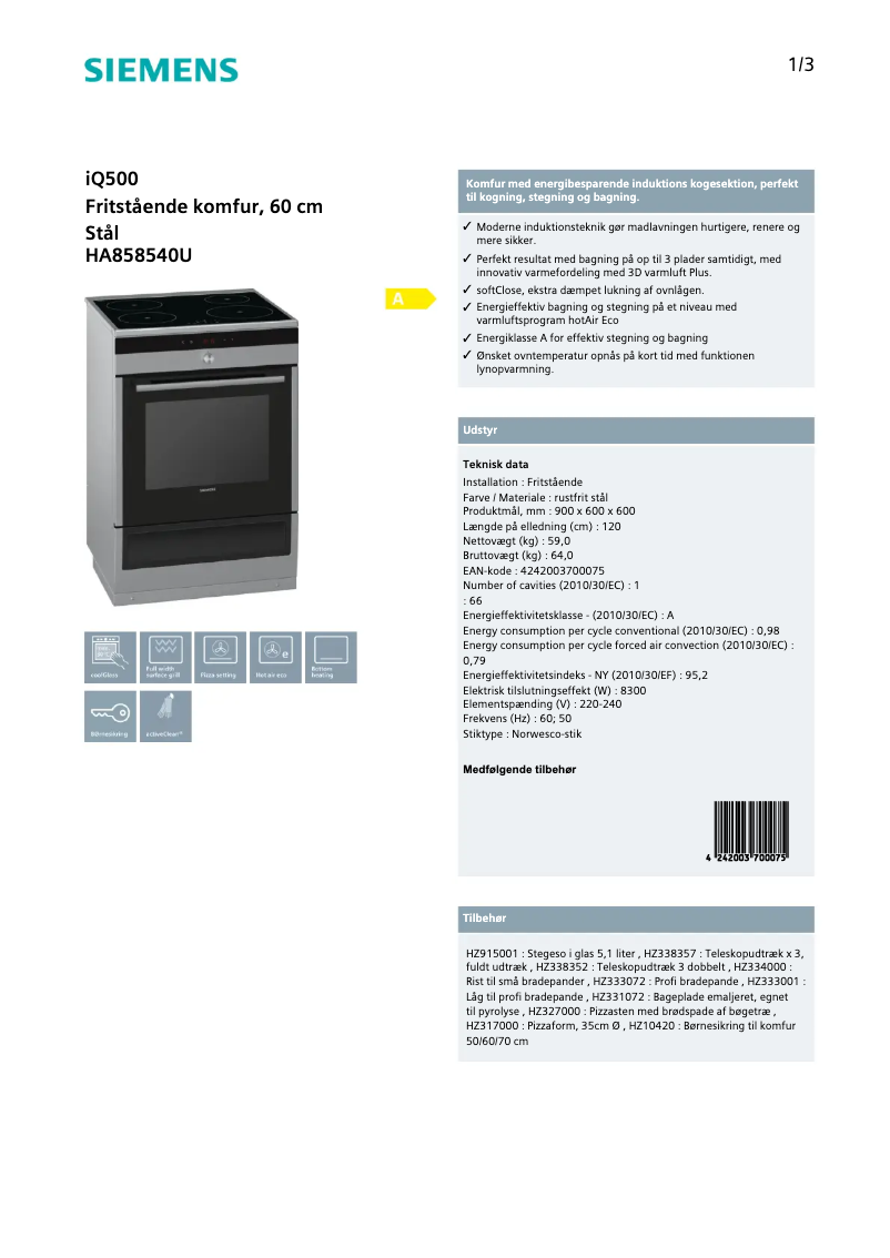 Page n°1 - Manuel utilisateur Siemens HA858540U