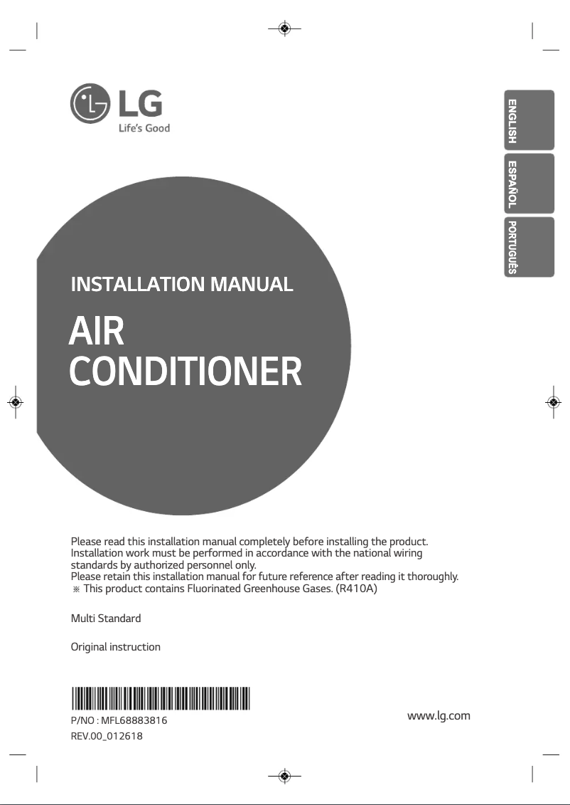 Image de la première page du manuel de l'appareil A2UW18GFAB