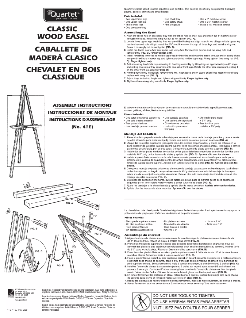 Page 1 de la notice Manuel utilisateur Quartet 41E