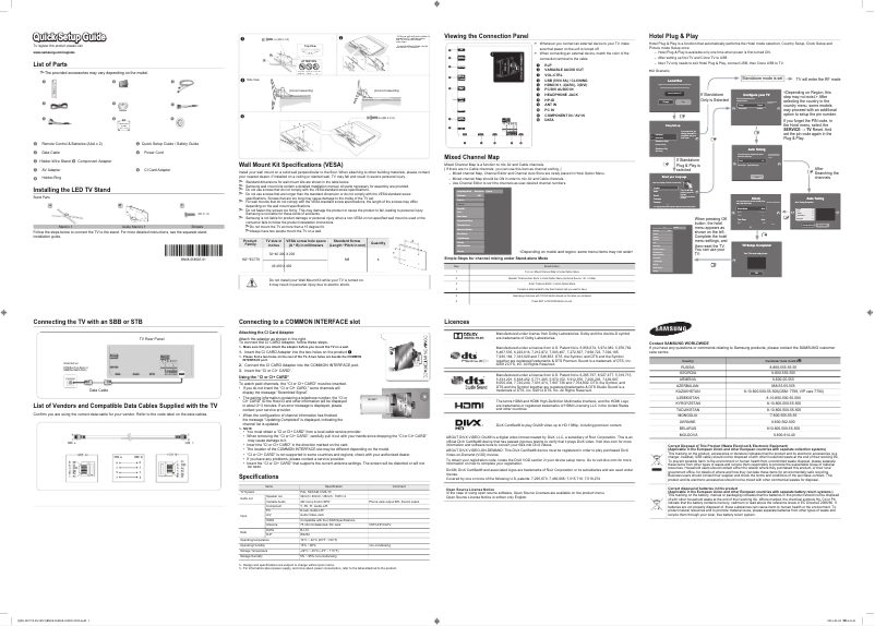 Page n°1 - Guide de démarrage rapide Samsung HG46EC770SK