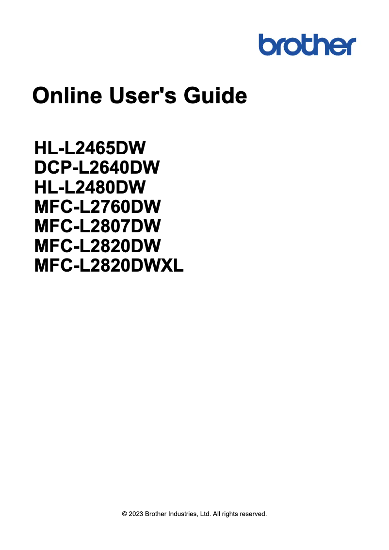 Page n°1 - Manuel utilisateur Brother MFC-L2820DW XL