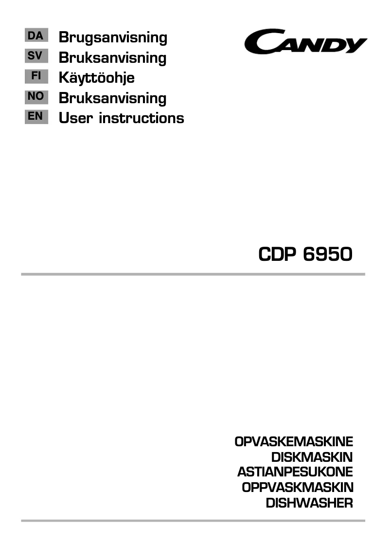 Page n°1 - Manuel utilisateur Candy CDP 6950