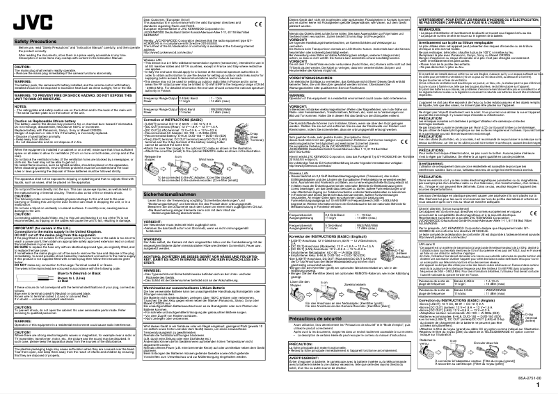 Page n°1 - Manuel utilisateur JVC GY-HC900RCHE