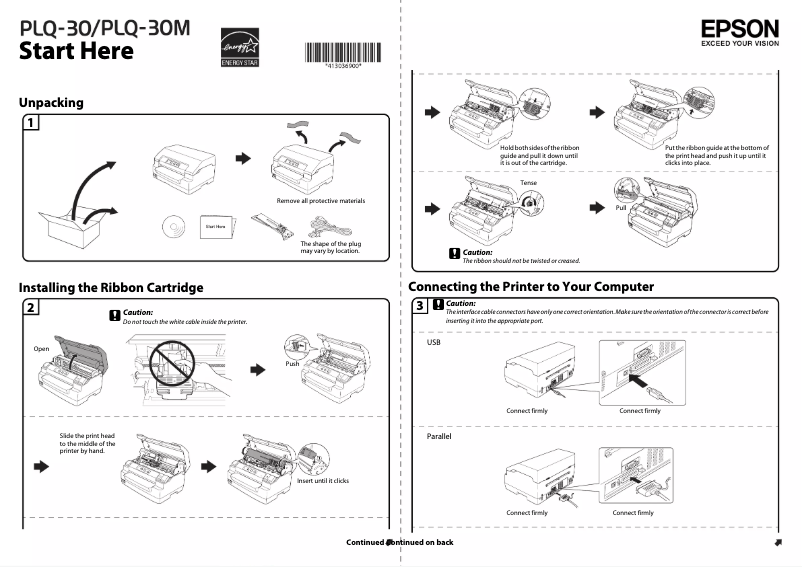 Página 1 del manual Guía de instalación Epson PLQ-30