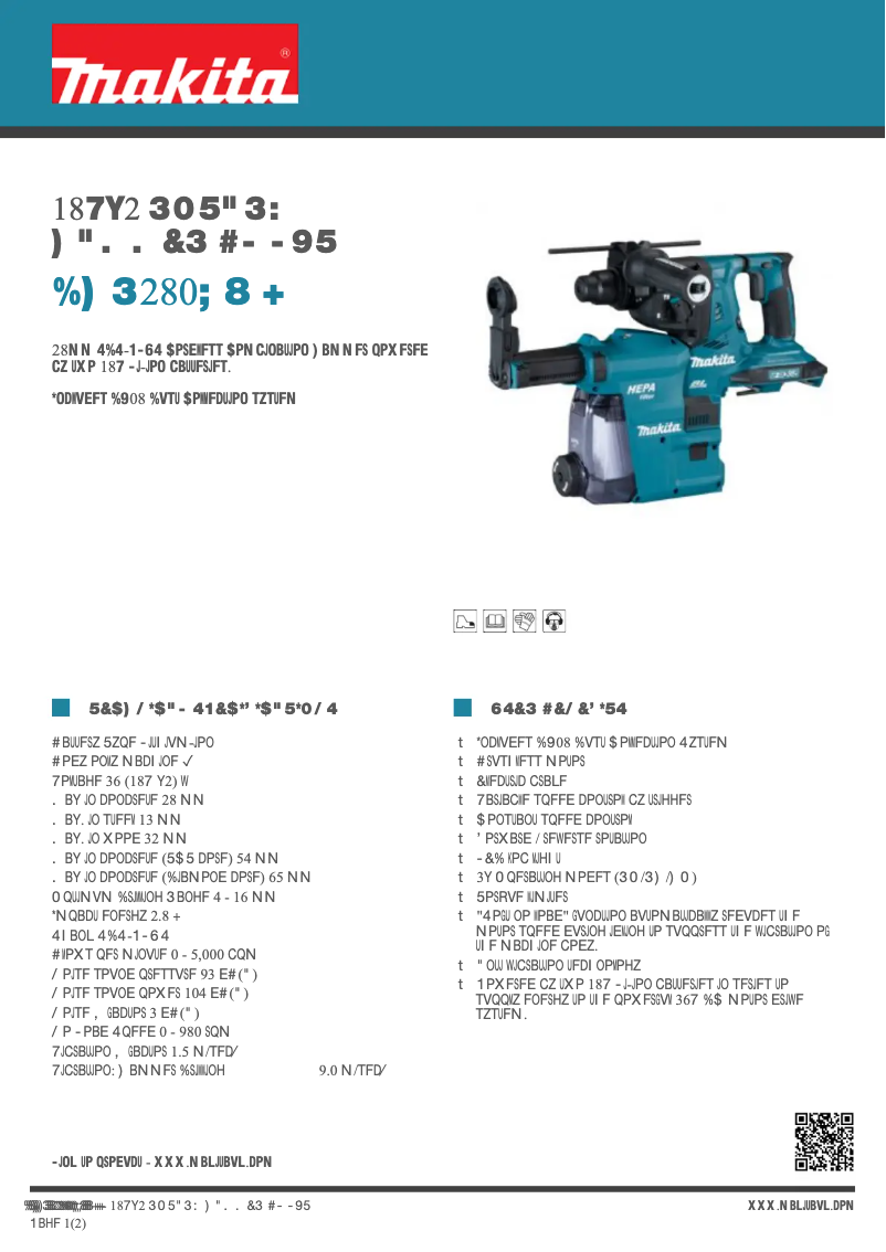 Page n°1 - Fiche technique Makita DHR280ZWJ