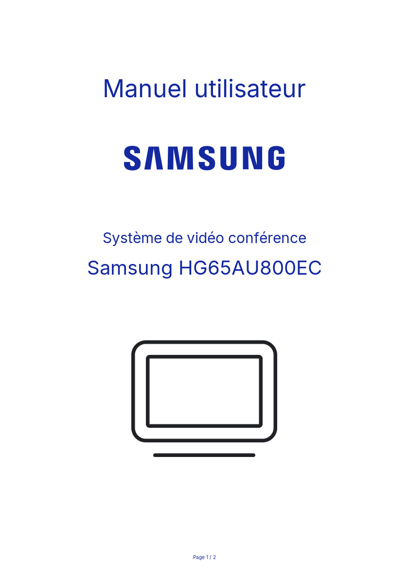 Page n°1 - Manuel utilisateur Samsung HG65AU800EC