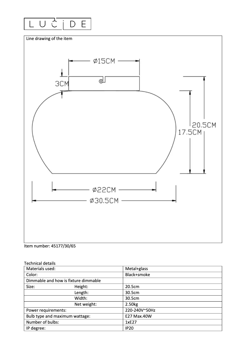 Page n°1 - Manuel utilisateur Lucide Jude 45177/30/65