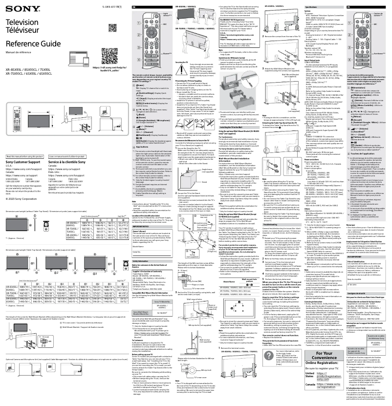 Página 1 del manual Manual de usuario Sony XR-75X93L