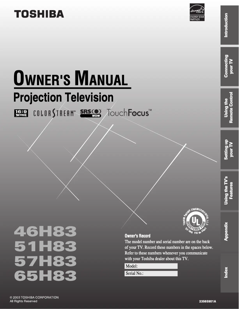 Page n°1 - Manuel utilisateur Toshiba 46H83