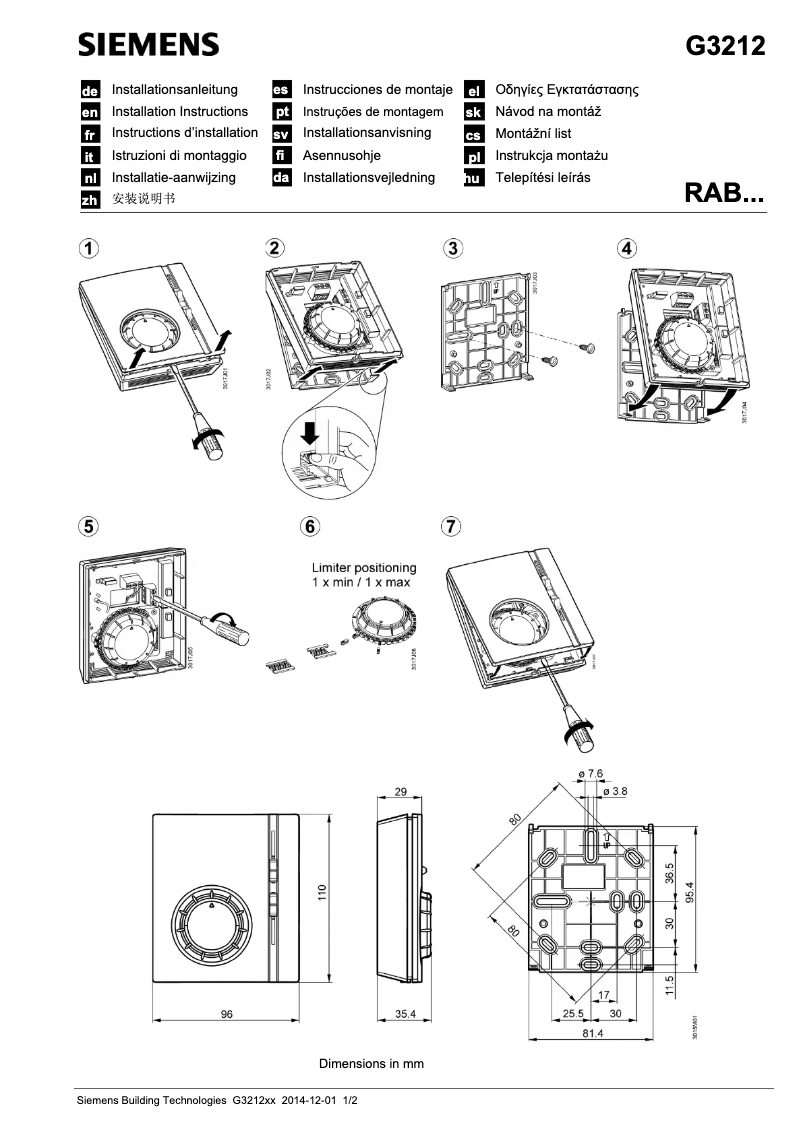 Page 1 de la notice Manuel utilisateur Siemens RAB
