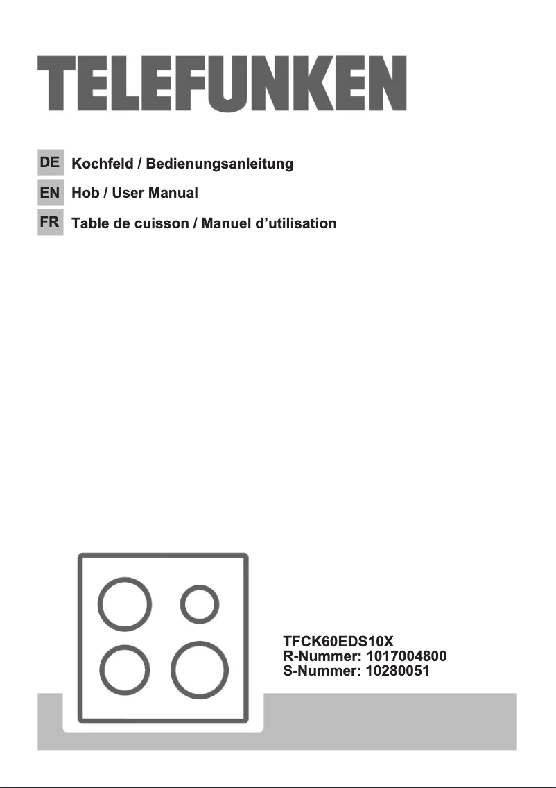 Page n°1 - Manuel utilisateur Telefunken TFCK60EDS10X