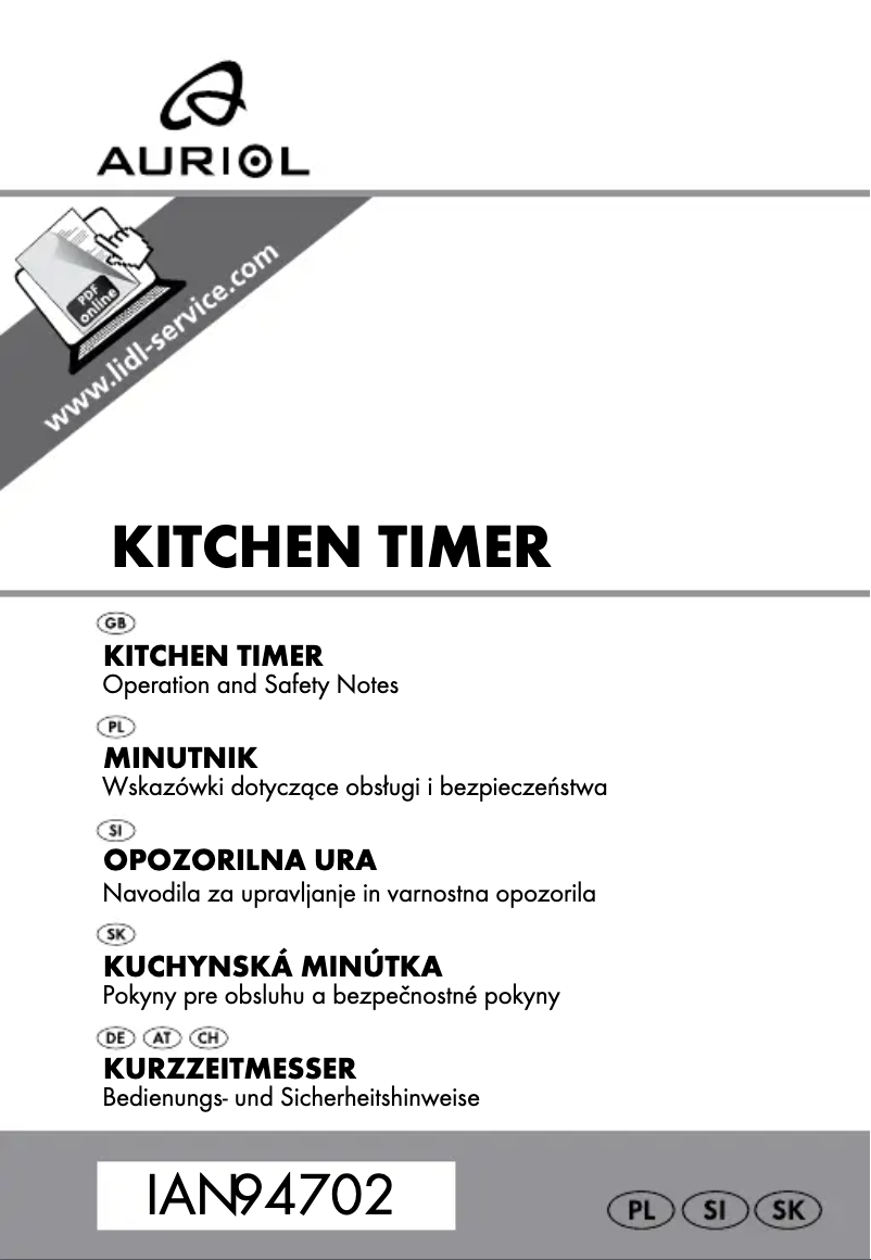 Page 1 de la notice Manuel utilisateur Auriol IAN 94702