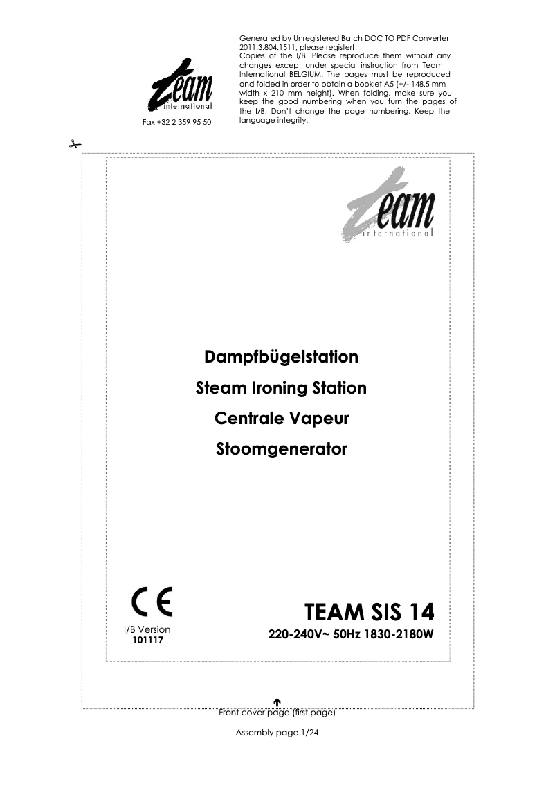 Página 1 del manual Manual de usuario Team SIS 14