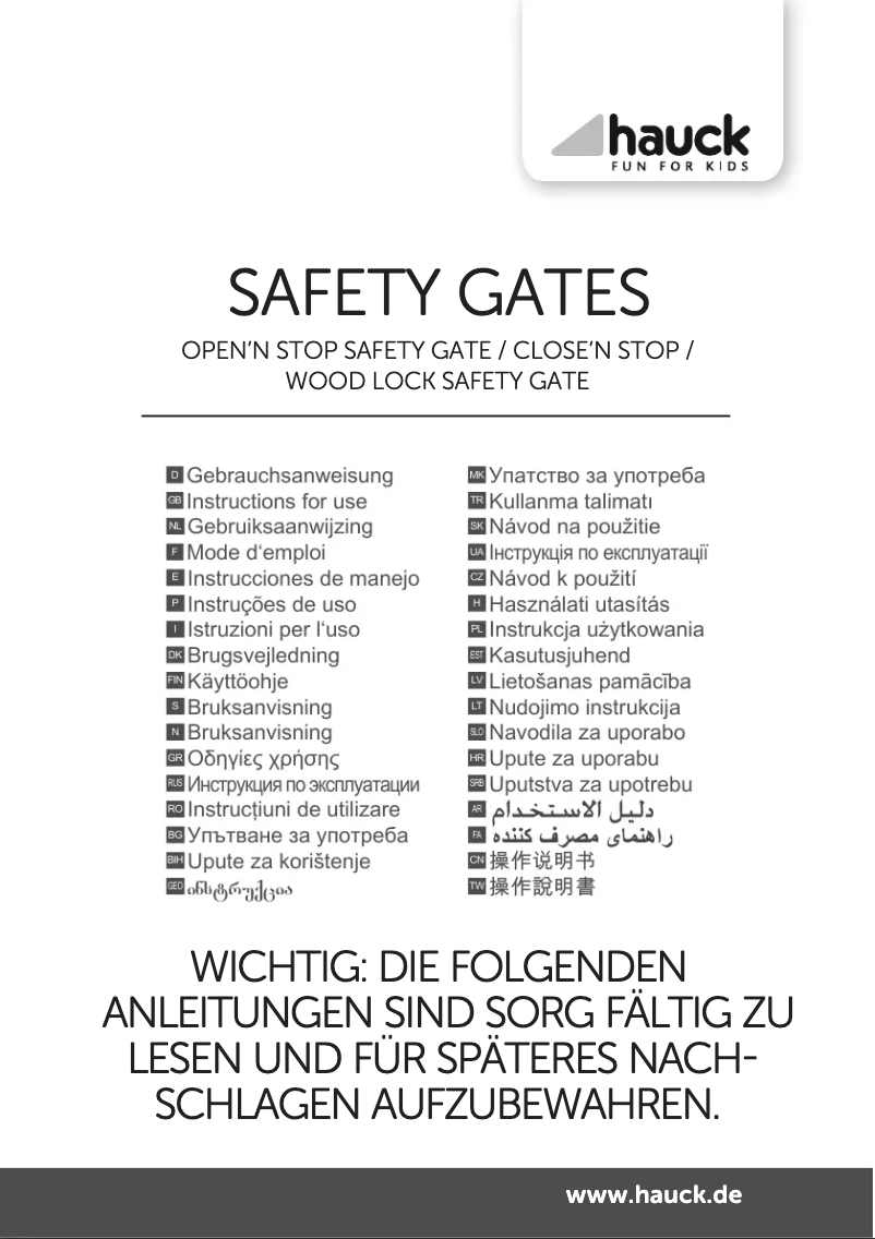 Page 1 de la notice Manuel utilisateur Hauck Wood Lock Safety Gate