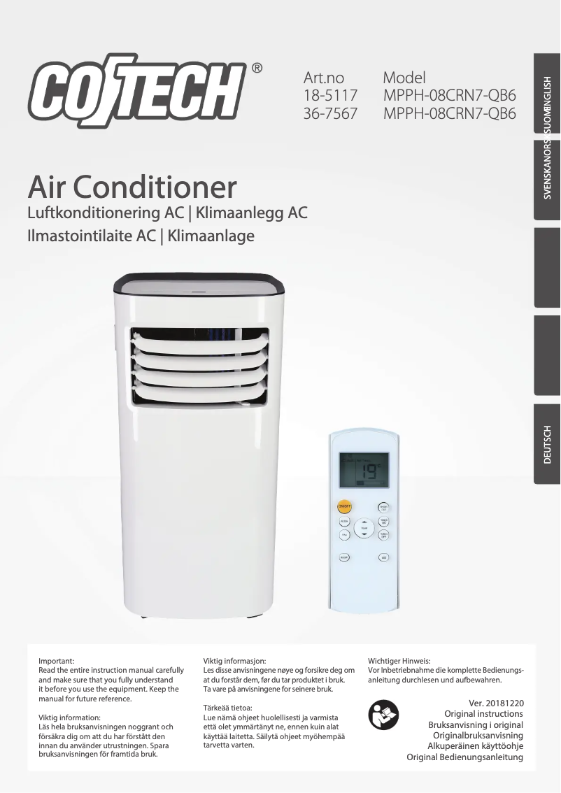 Image de la première page du manuel de l'appareil MPPH-08CRN7-QB6