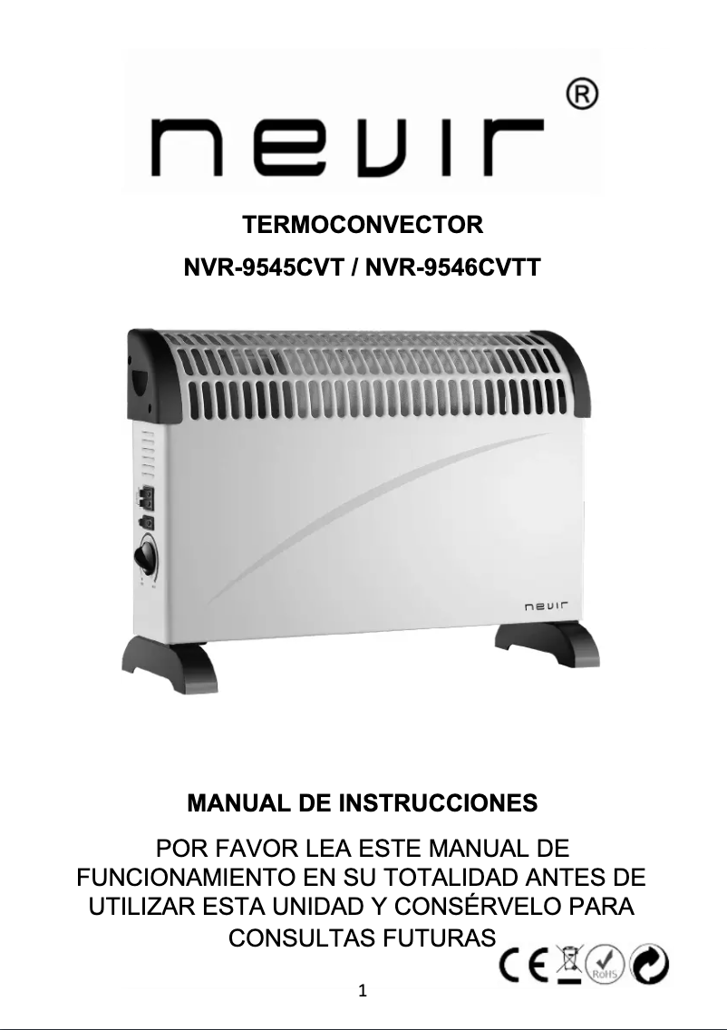 Page n°1 - Manuel utilisateur Nevir NVR-9545CVT