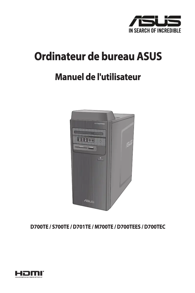 Page 1 de la notice Manuel utilisateur Asus ExpertCenter D7 Tower D700TE