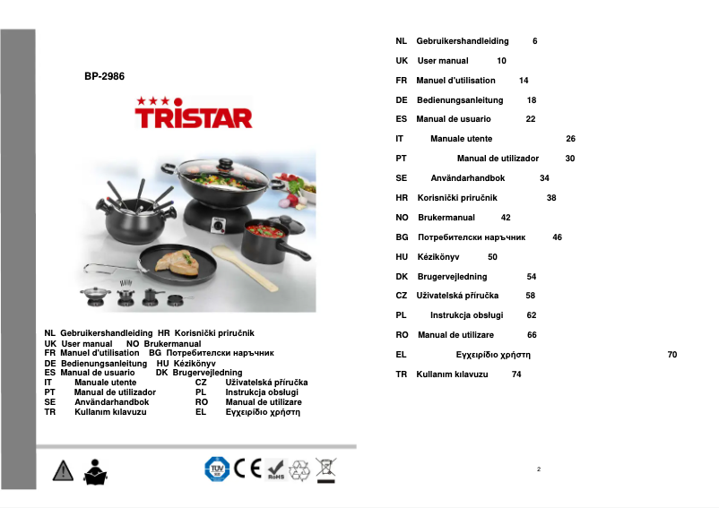 Página 1 del manual Manual de usuario TriStar BP-2986